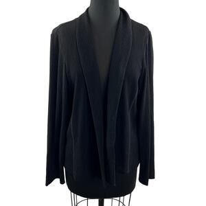 EILEEN FISHER Black Dottie Luck Cotton Open Front Cardigan Blazer Sweater S M?